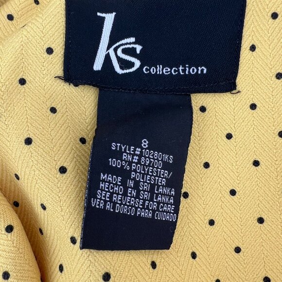 Ks Collection Yellow Polka Dot Peplum Jacket Size 8 Polyester Button-Front - Picture 2 of 6